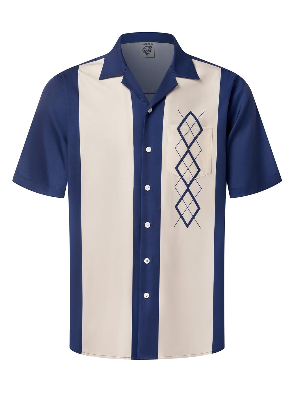 Hardaddy Men's Camp Collar Retro Vintage Bowling Button Down Shirt with Pocket Casual Short Sleeve Beach Shirts Summer