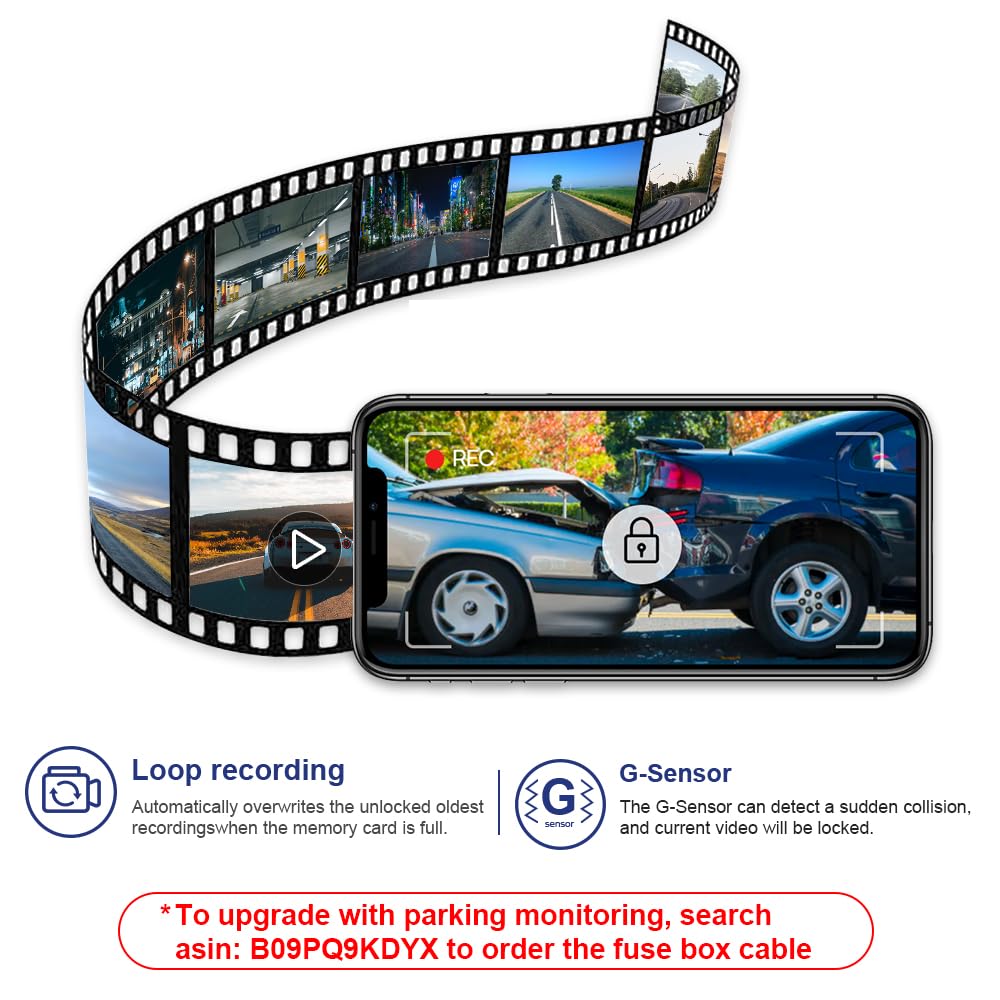 Fitcamx Front 2K+Rear 1080P Dash Cam Adapts for Toyota Corolla 2023-2026 Sedan Hybrid Hatchback, OEM Style, Dual HD Video, Built-in WiFi & APP, Loop Recording, G-Sensor, Easy to Set, 64GB Card