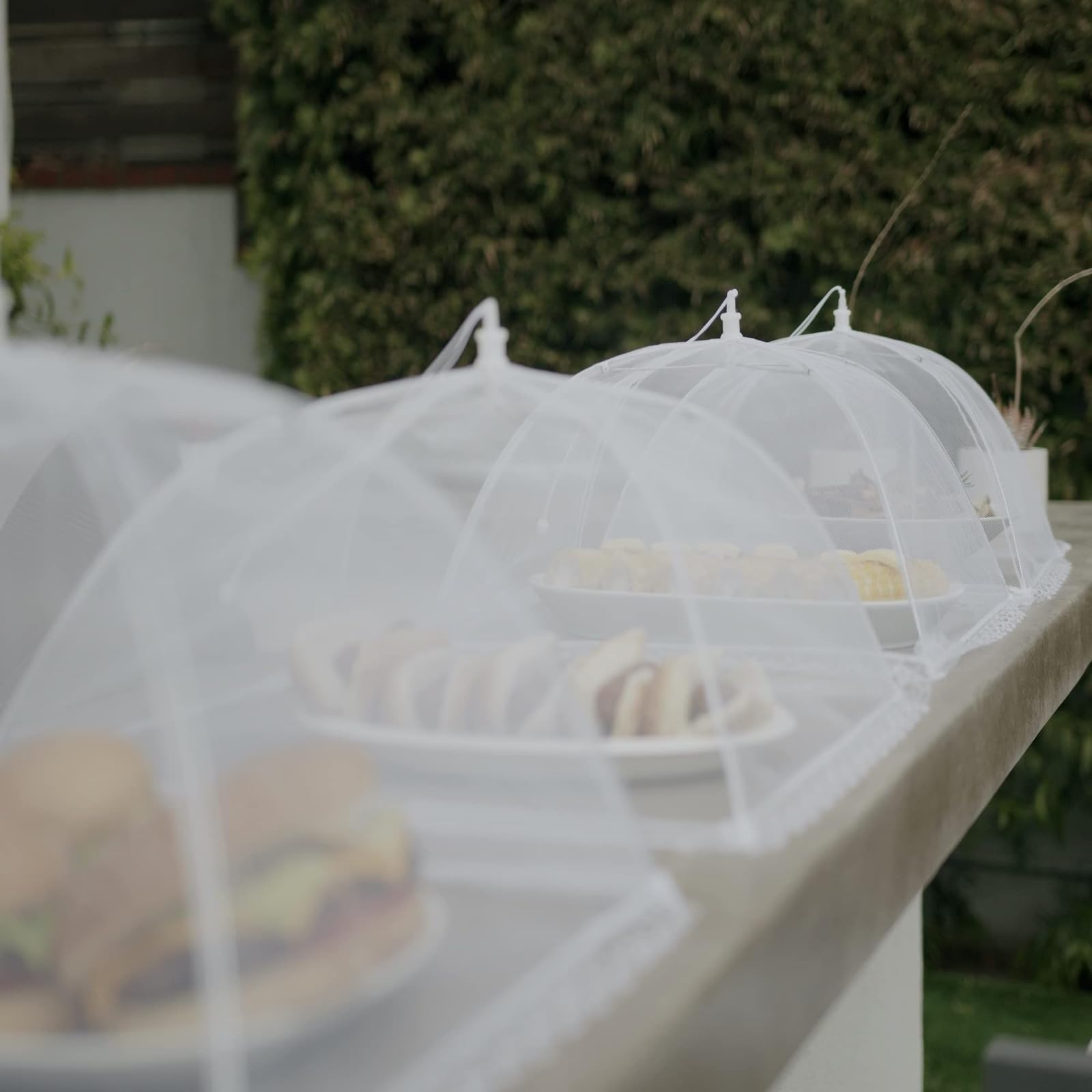 Simply Genius Mesh Food Covers - 12-Pack, 17in x 17in, White - Outdoor Kitchen & Picnic Accessories - Hosting Essentials for Glamping & Tailgating