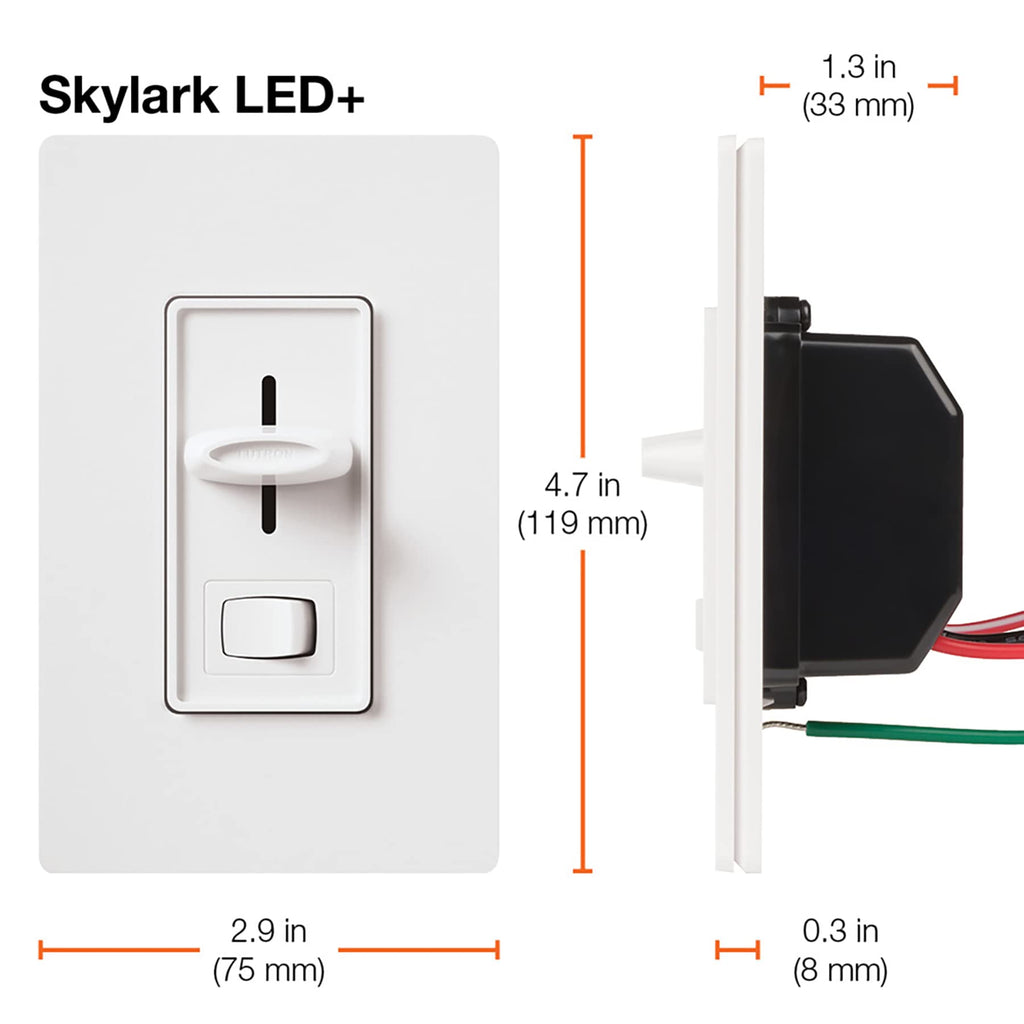 Lutron Skylark LED+ Dimmer Switch for Dimmable LED, Lutron Dimmer Switch For Halogen and Incandescent Bulbs, 150W/Single-Pole or 3-Way, SCL-153P-AL, Almond