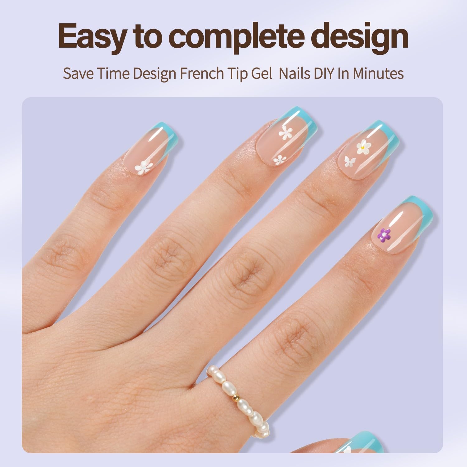 Misssix XBASICTIPS French Tip Press On Nails, 300Pcs French Gel Nail Tips Long Square, Soft Gel Pre-shaped No Need to File 3 in 1 Tips, Fake Nails for Nail Art DIY Extension Designs 15 Sizes