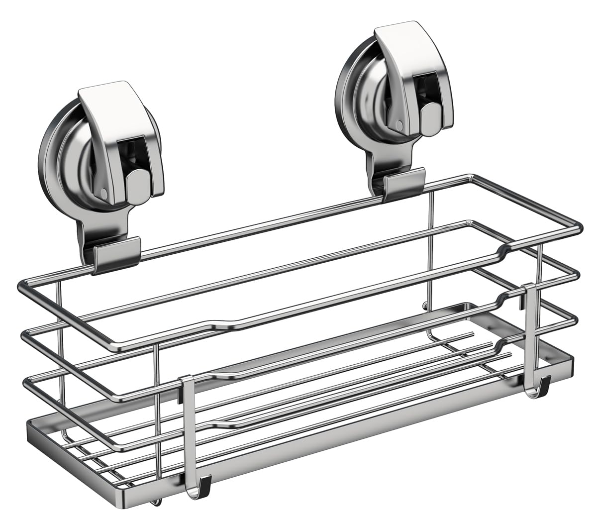 TESOT Suction Cup Shower Caddy, Shower Shelf Soap Dish with Hooks for Razor, Sponge, Rust Proof 304 Stainless Steel, Black