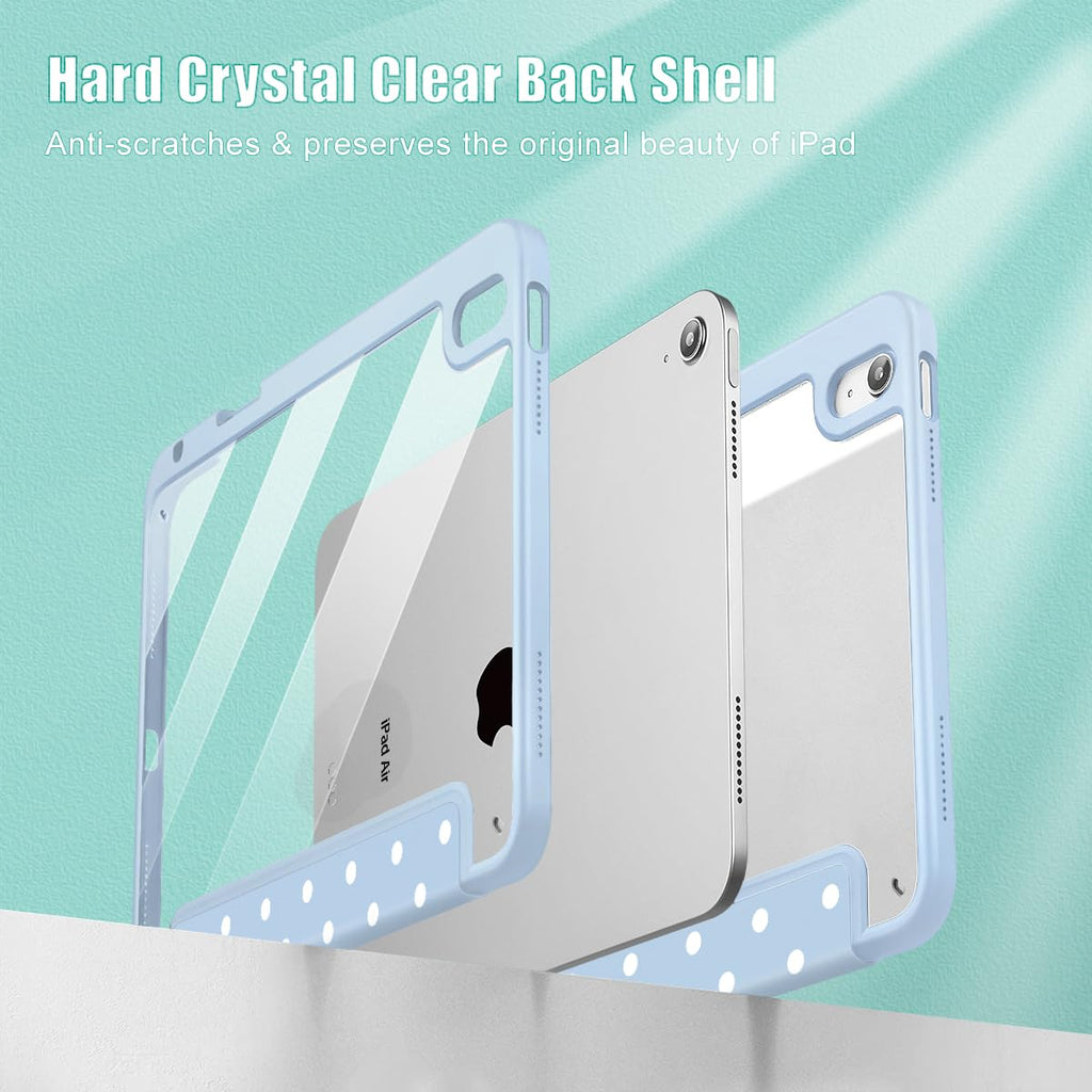 Tuiklol Case for iPad Air 11 Inch M4 2026 / Air 11 Inch M3 2025 / Air 11 Inch M2 2024 / iPad Air 10.9 Inch 2022 2020, Buit in Pencil Holder with Shockproof Cover Clear Transparent Back, Black Flower