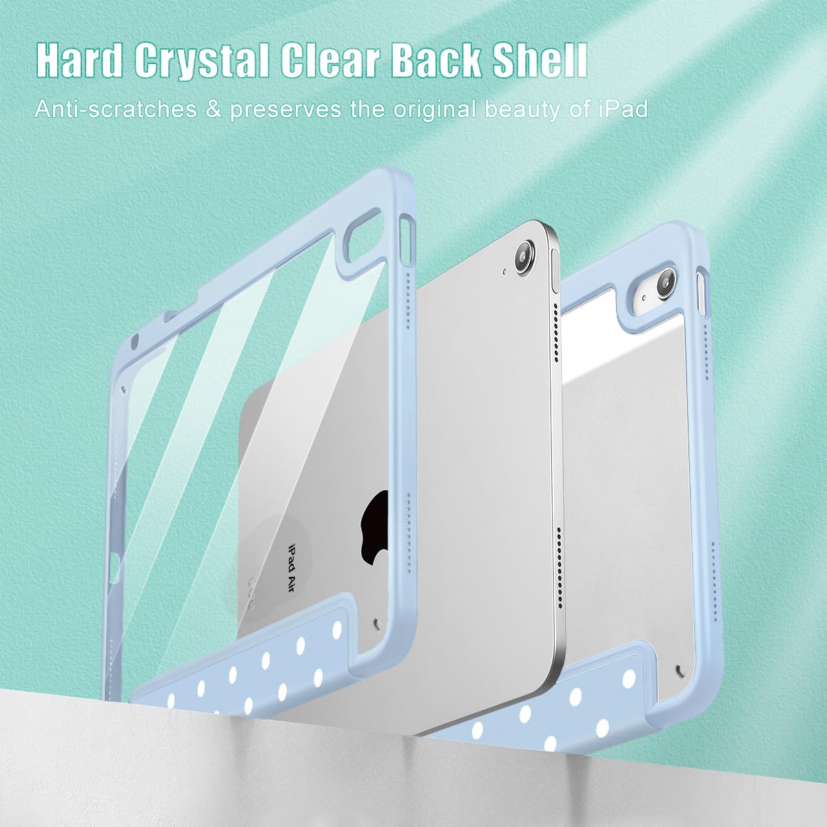 Tuiklol Case for iPad Air 11 Inch M4 2026 / Air 11 Inch M3 2025 / Air 11 Inch M2 2024 / iPad Air 10.9 Inch 2022 2020, Buit in Pencil Holder with Shockproof Cover Clear Transparent Back, Black Flower