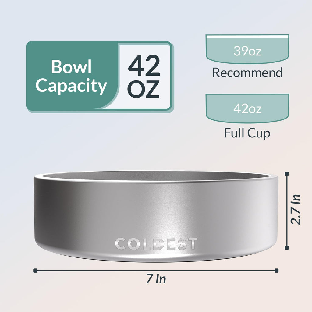 Coldest Dog Bowl - Anti Rust Metal, Non Slip, 3 Layers Insulated Stainless Steel Dog Bowls - Spill Proof & Heavy Duty - Water Bowl for Dogs, Cats & Pets, Dish Washer Safe (21 oz, Mars Red Glitter)