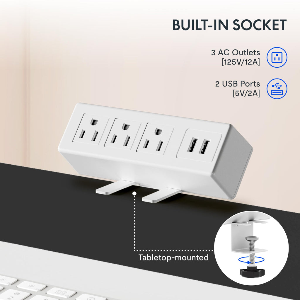 FLEXISPOT EN2 Whole-Piece Standing Desk with Clamp Power Strip, 40 x 24'' Electric Stand Up Height Adjustable Desk with Cable Management (Black Frame + 40" Black Top)