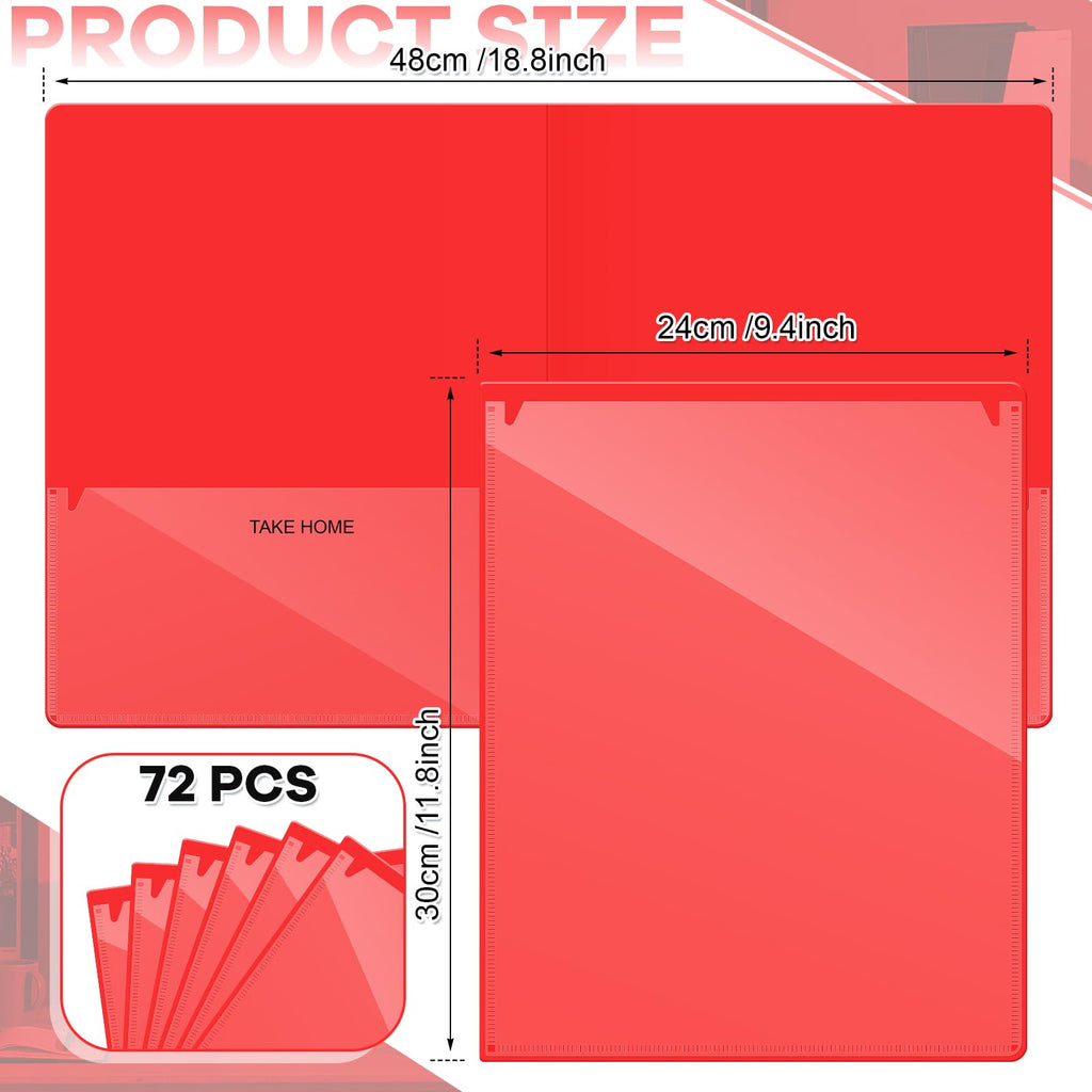Henoyso 72 Pcs Plastic Take Home Folders with 2 Pockets Parent Teacher Classroom Communication Homework Folder for Students Parent Teacher Connect (Blue)