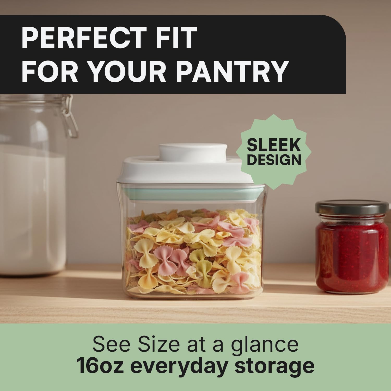 Bop Top Airtight Food Storage Containers with Lid 13.5 Cups / 108 oz | Kitchen Canister Sets | Air Tight Pantry Container | Pop Top Dry Food Storage Containers for Snacks, Sugar, Flour, Baking, Pasta