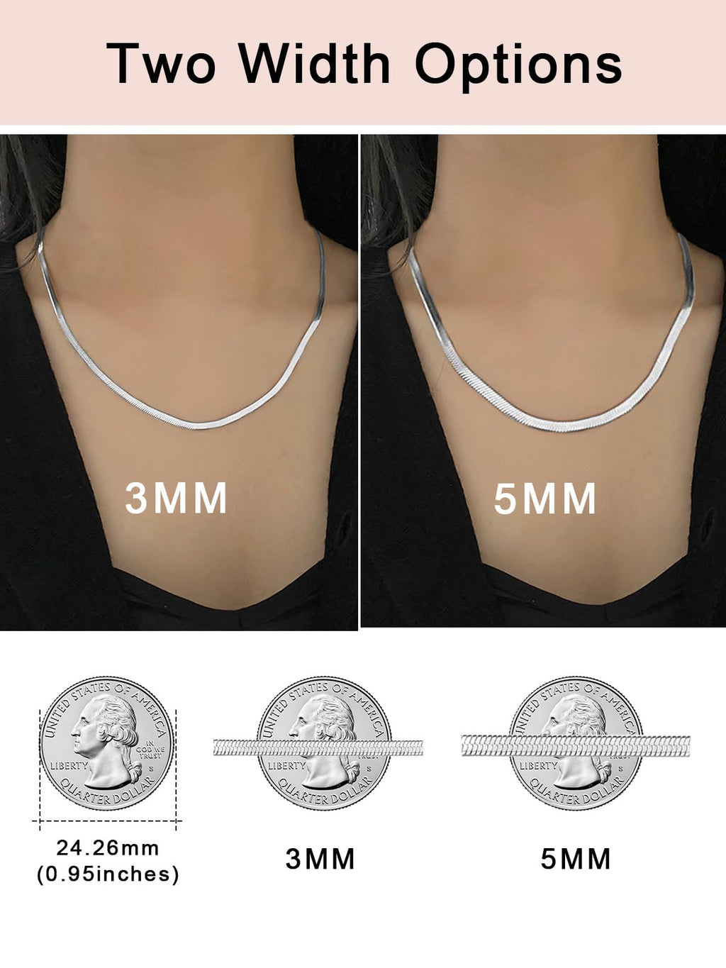 FOCALOOK 14K Gold Plated Necklaces for Women, Fashion Herringbone Choker Necklace Stainless Steel Flat Snake Chain 3/5MM(W) 12.5"/15"/18"+3.5"(L)