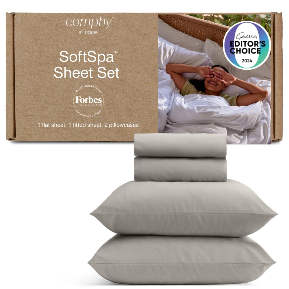 Coop Home Goods Cool+ Cooling Bed Sheets, 4 Piece Full Sheet Set, Dove Grey Breathable Cooling and Super Soft, Luxury Spa & Hotel Quality, Full Size Bed Set