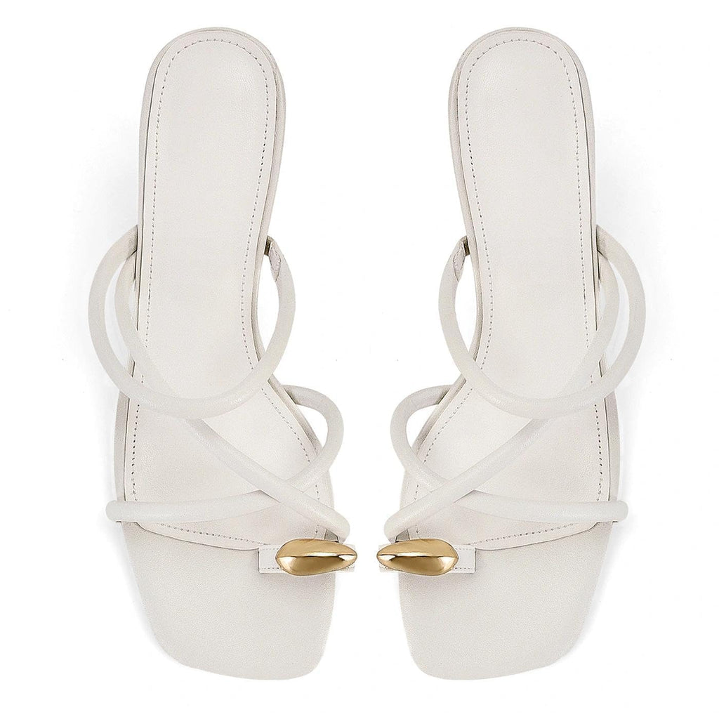 Dsevht Strappy Kitten Heel Sandals Toe Ring Flip Flop Stiletto Low Short Thong Heels Slip On Square Open Toe Summer Dress Shoes for Women