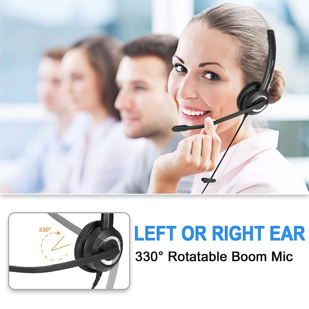 Polycom Phone Headset Noise Cancelling Mic RJ9 U10P Bottom Cable Compatible with Polycom VVX, Shoretel, Nortel Phones