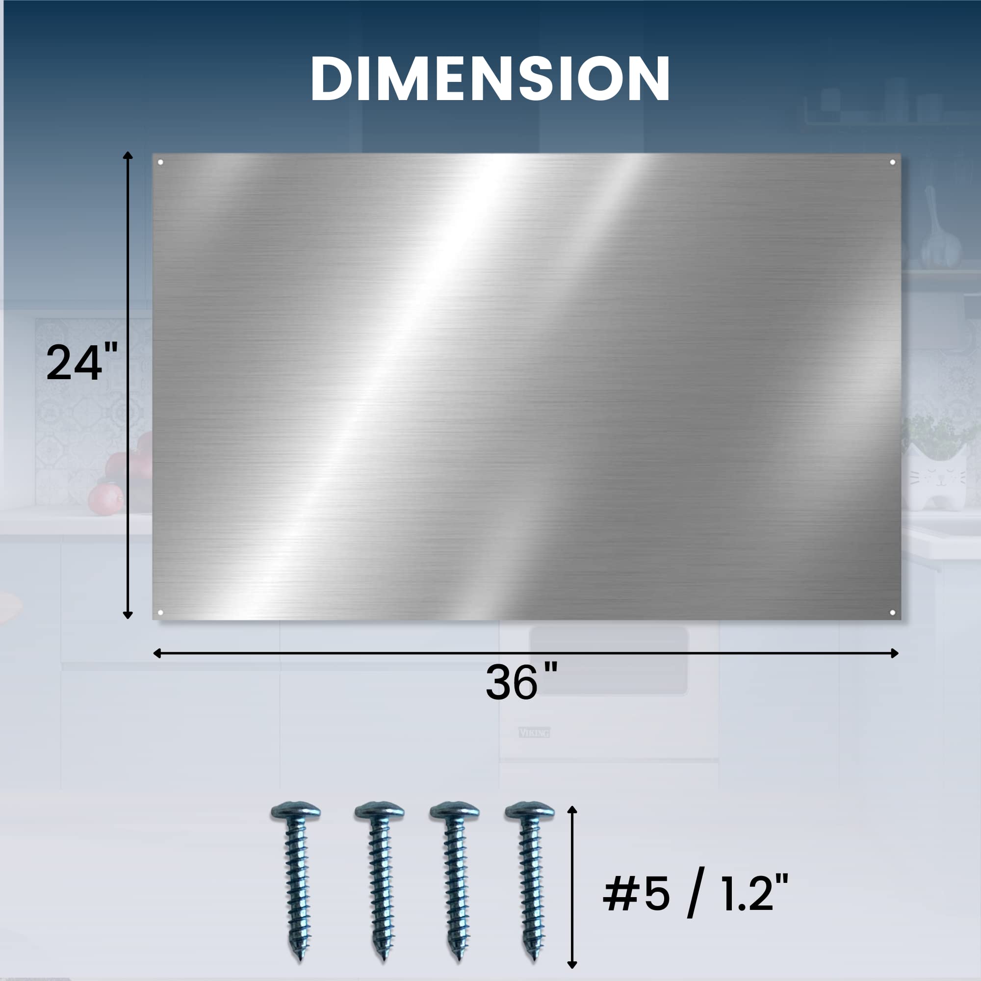 CALPALMY 30"x18" Metal Backsplash Panel for Stove – Reversible Metal Stove Backsplash Sheet with Pre-Drilled Holes, Easy-to-Clean Splatter Guard for Kitchen Walls, Includes Mounting Screws