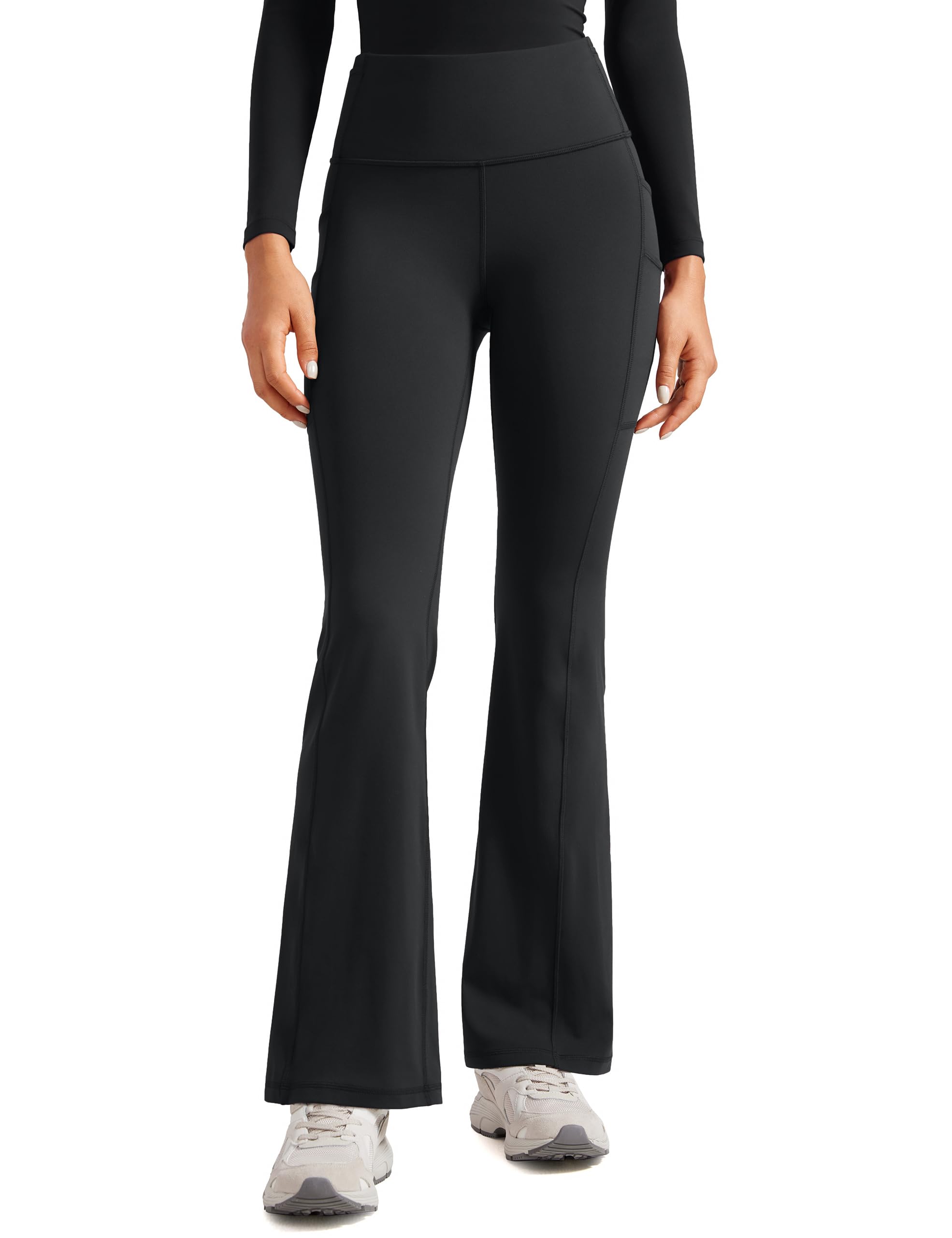 Womens High Waisted Medical Flare Scrub Pants 31" - 7 Pockets Wide Leg Bootcut Yoga Scrub Leggings Work Pants