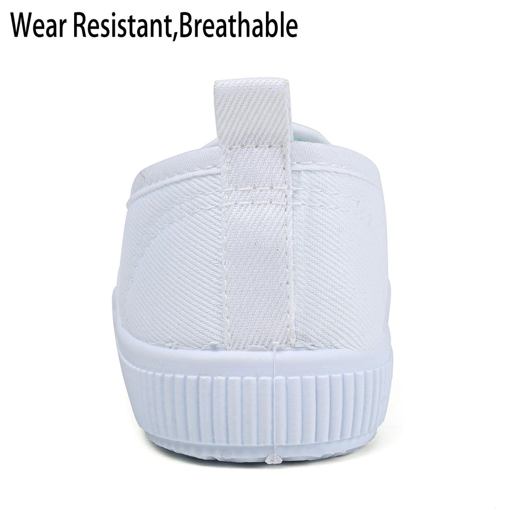 Boy's Girl's Kids White Canvas Shoes for Kids Slip-On Lightweight Sneakers Casual Skin-Friendly Walking Running Shoes(Toddler/Little Kids/Big Kids)