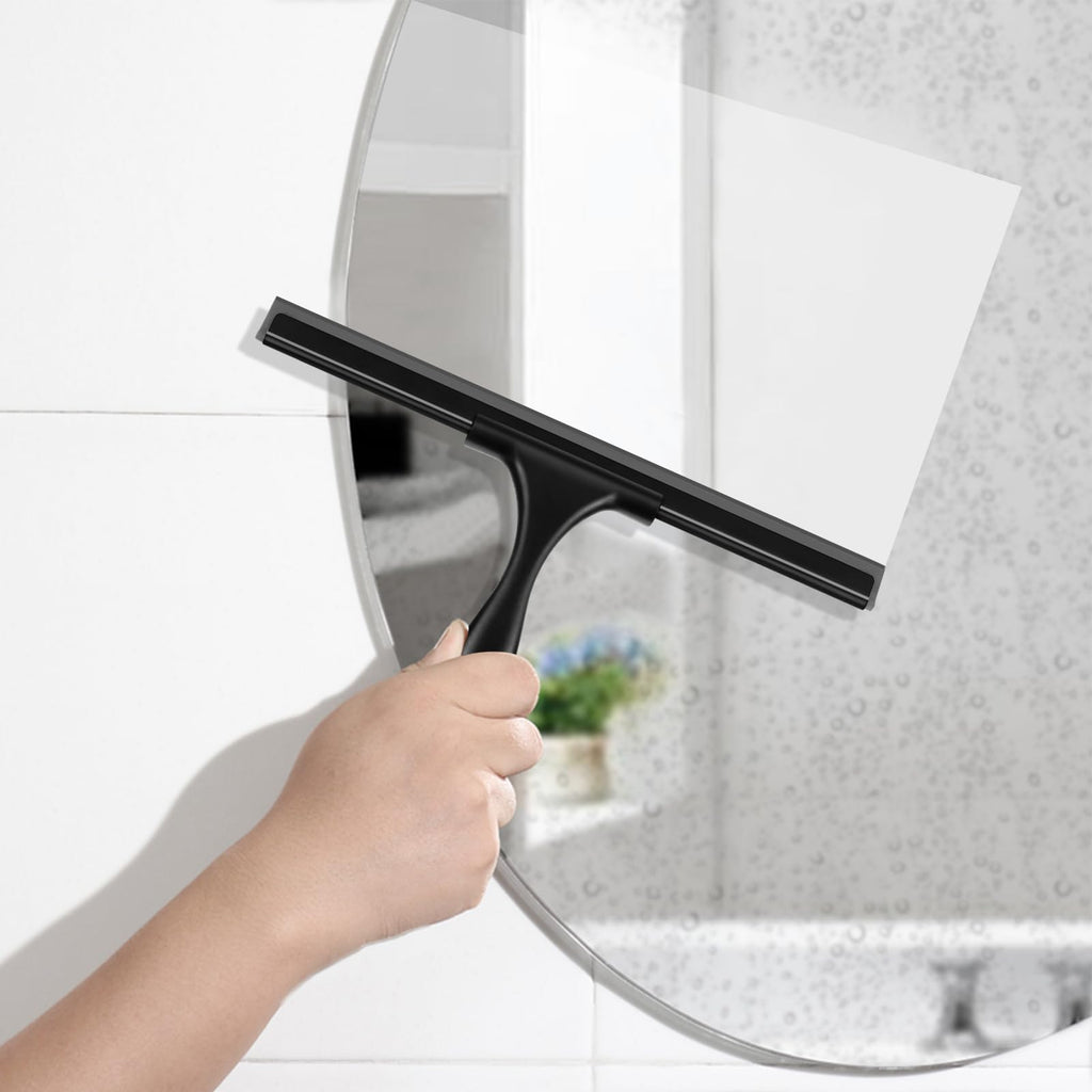 SetSail Squeegee for Shower Glass Door Stainless Steel Shower Squeegee for Glass Doors All-Purpose Window Squeegee for Tile Shower Walls, Sink, Mirror, Bathroom, Car Window Cleaning 10 Inches, Balck