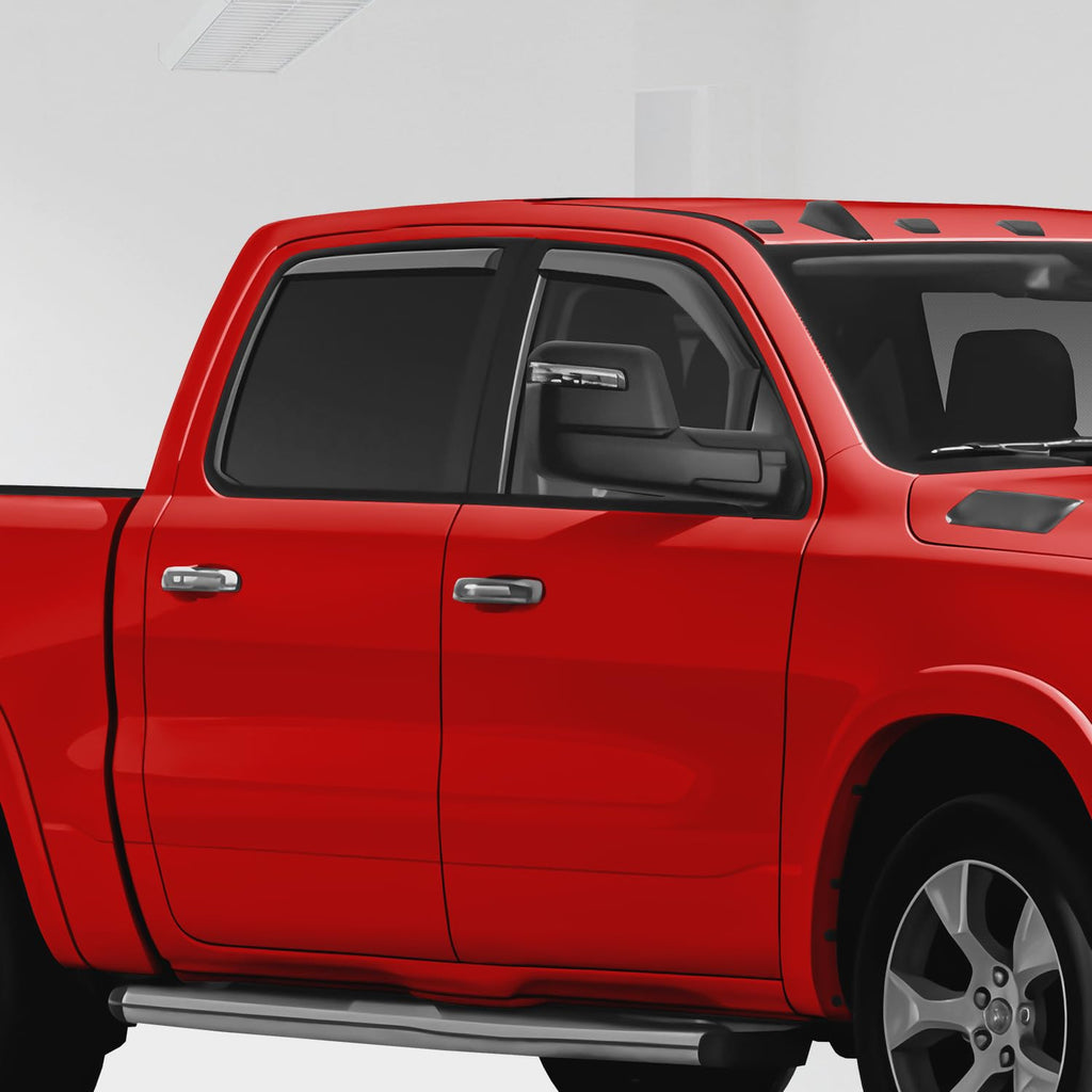 Voron Glass in-Channel Extra Durable Rain Guards for Trucks Chevrolet (Chevy) Silverado/GMC Sierra 2014-2018 Crew Cab, Window Deflectors, Vent Window Visors, 4 Pieces - 220009