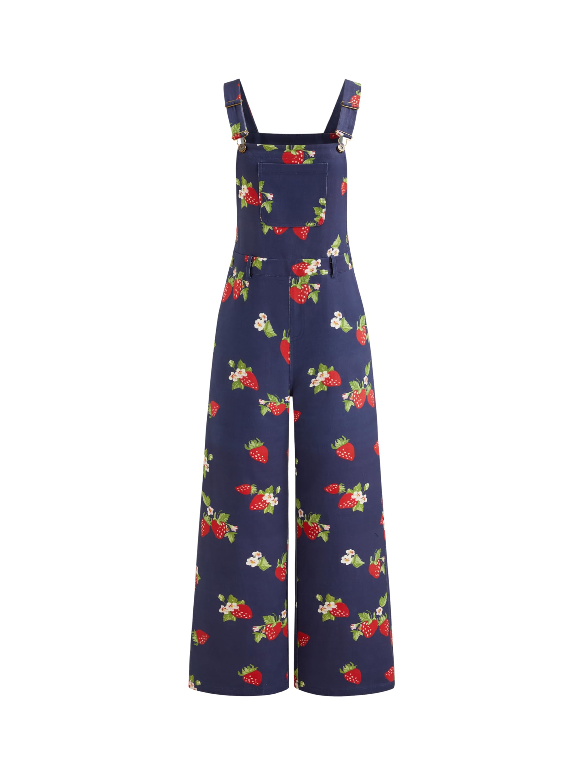 CIDER Overalls for Women Leopard Pocket Buckle Up Wide Leg Jumpsuit