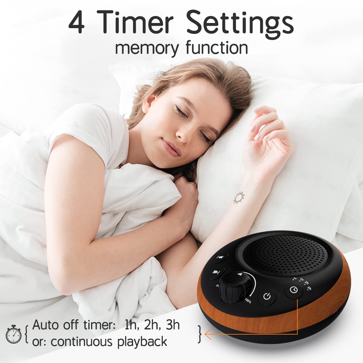 Brown Noise Sound Machine White Noise Machine Nonstop 30 Soothing Sounds Sound Therapy for Baby Kids Adults Sleep Machine 36-Level Vol Auto-Off Timer Memory Function for Home Travel Office
