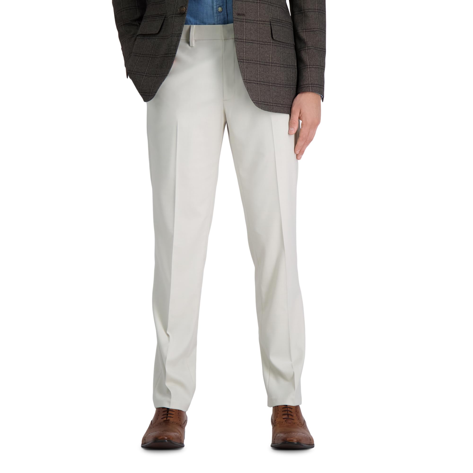 J.M. Haggar Mens 4-Way Stretch Straight Fit Flat Front Dress Pant