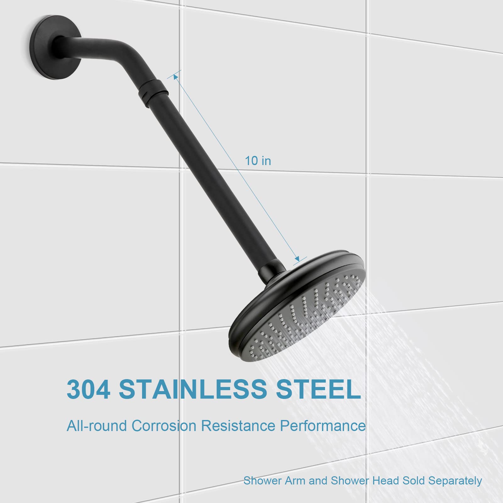 OFFO Shower Head Extension Arm, Shower Arm Extension Shower Head Extender Made of 304 Stainless Steel Shower Pipe Extension, Bright Gold 3 in