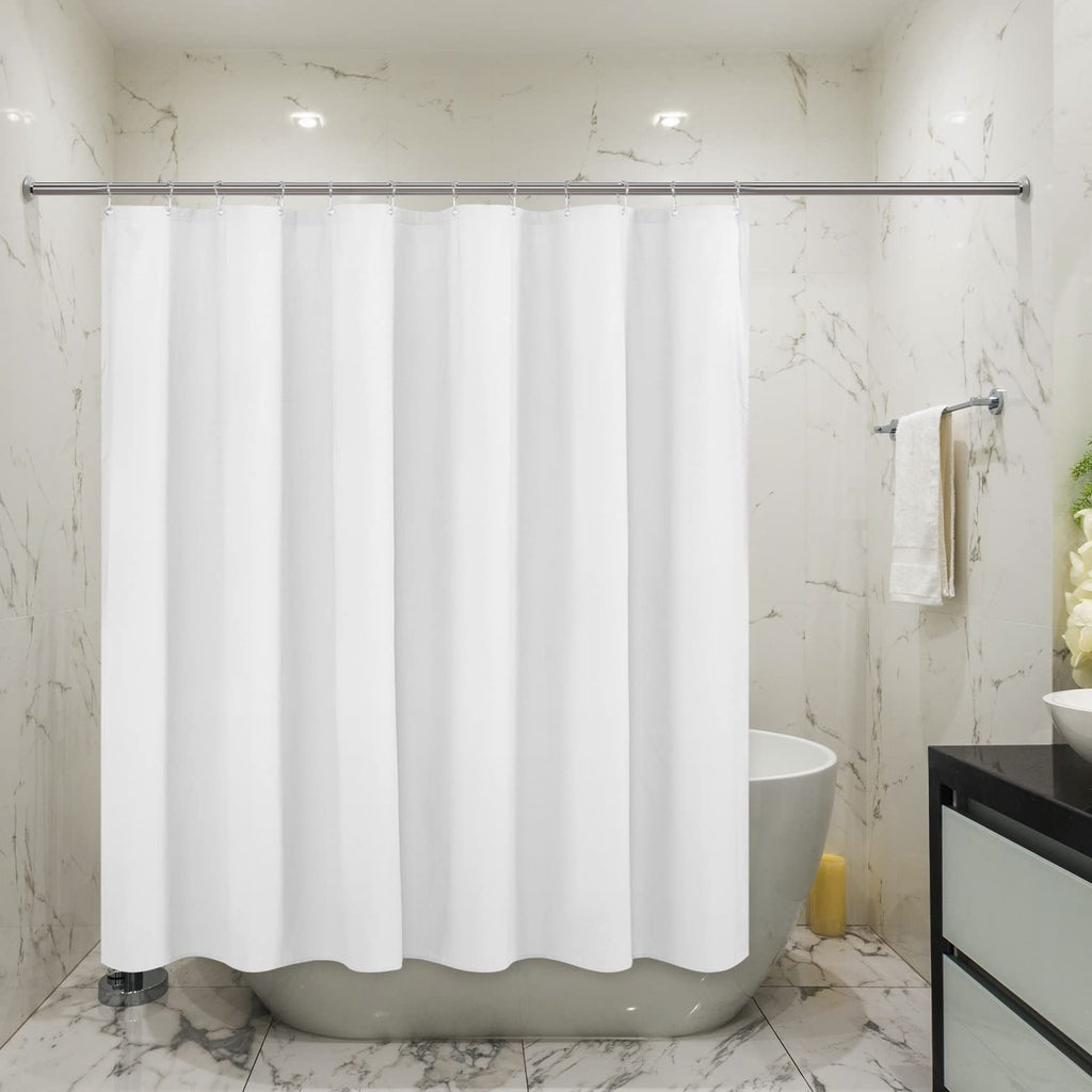 Mrs Awesome Embossed Microfiber Shower Curtain Liner 70 x 72 inches, Soft Fabric Shower Curtain Washable and Water Repellent,70x72, Cream