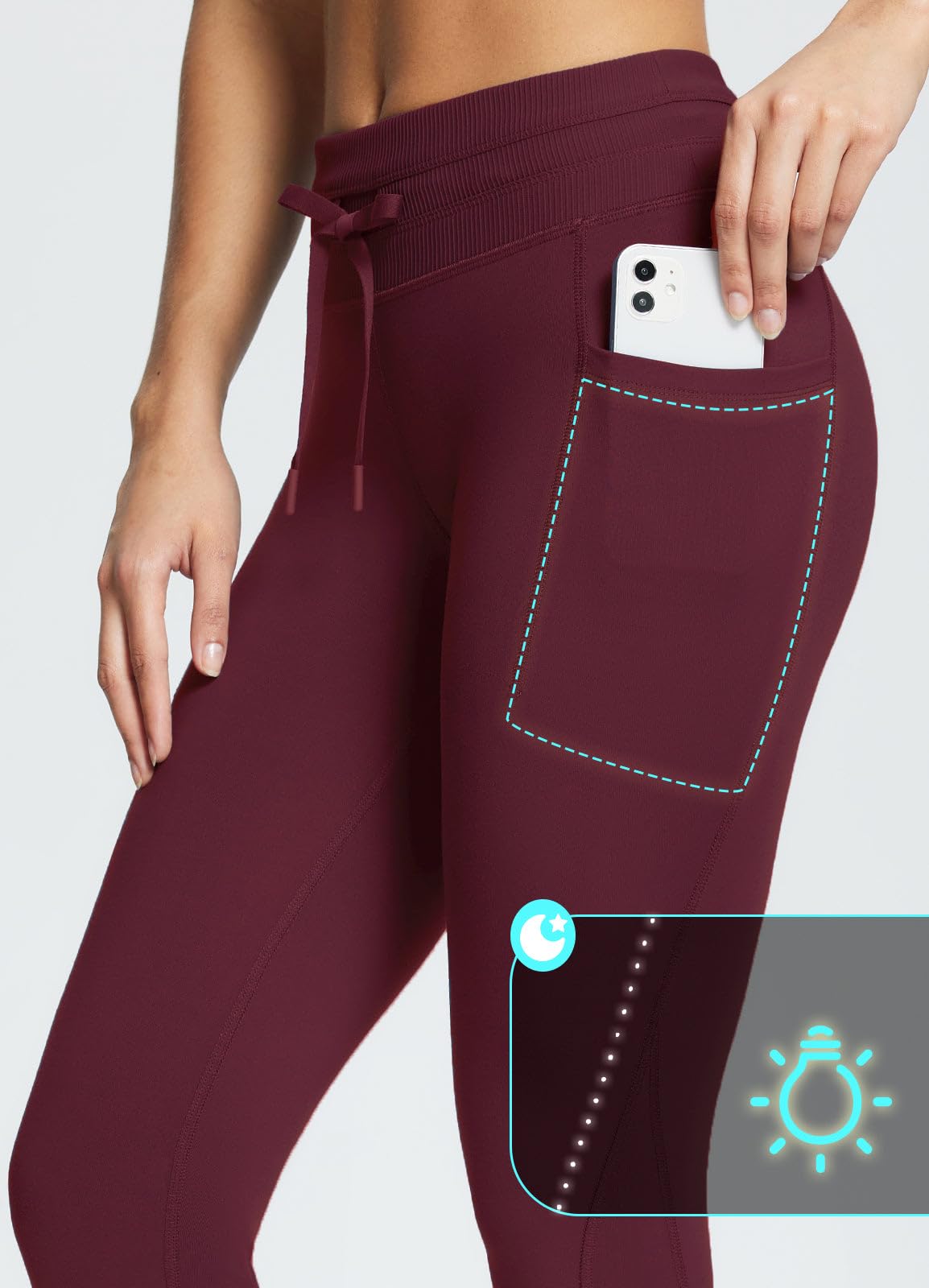 baleaf Women's Fleece Lined Leggings Water Resistant High Waisted Thermal Warm Winter Tights Ski Hiking Pants with Pockets