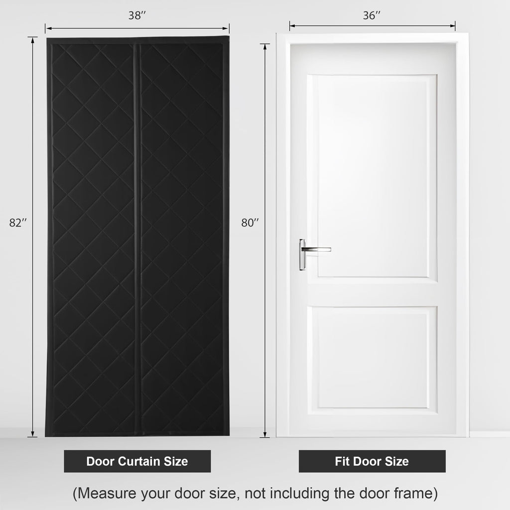 RYB HOME Summer Heat Blocking Thick Quilted Insulated Curtains, Thermal Insulated Curtains Room Divider for Energy Saving Window Treatment for Bedroom Living Room, W32 x L80, Black, 1 Panel