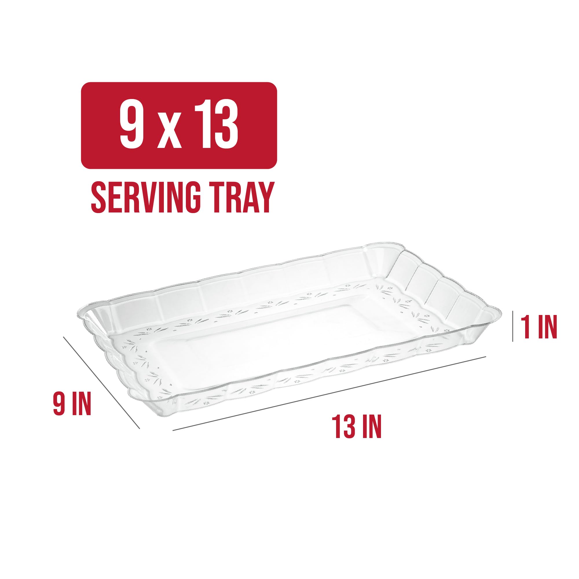 Plasticpro Plastic Serving Trays - Serving Platters Rectangle 9X13 Disposable Party Dish 4 Black Trays