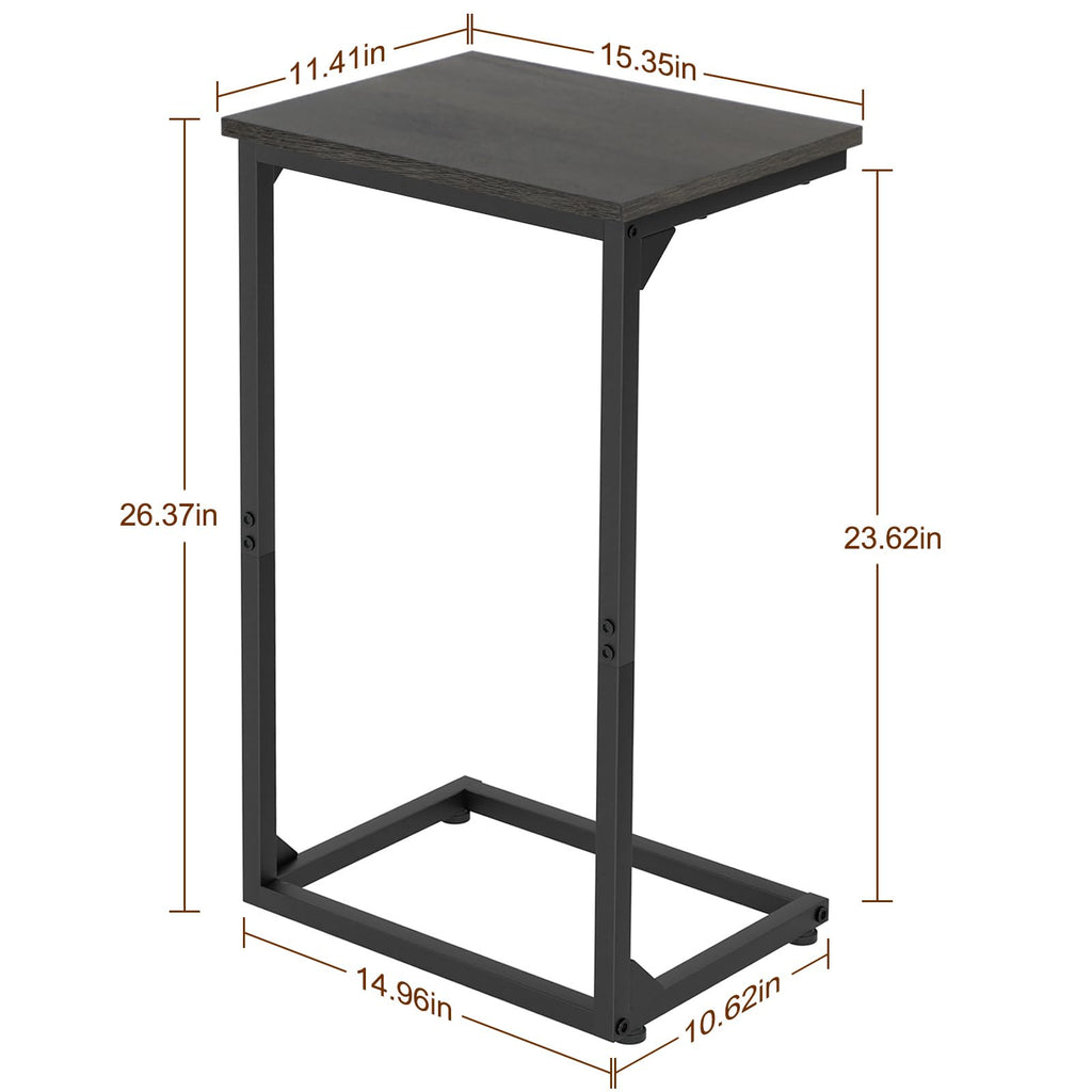 AMHANCIBLE C Shaped End Tables Set of 2, Couch Side Tables that Slide Under Sofa, Slim TV Trays for Living Room and Bedroom, Narrow Space Saving Laptop Workstation, Black, HET02BBK