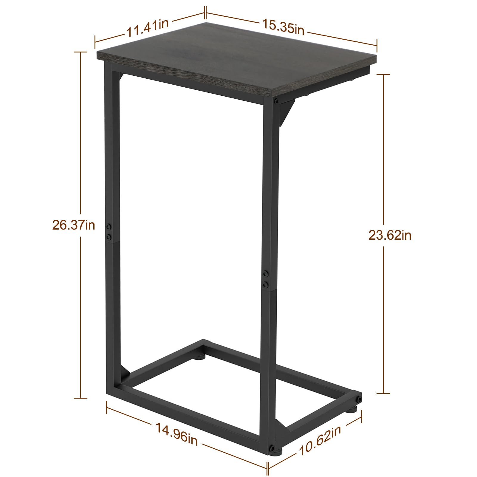 AMHANCIBLE C Shaped End Tables Set of 2, Couch Side Tables that Slide Under Sofa, Slim TV Trays for Living Room and Bedroom, Narrow Space Saving Laptop Workstation, Black, HET02BBK