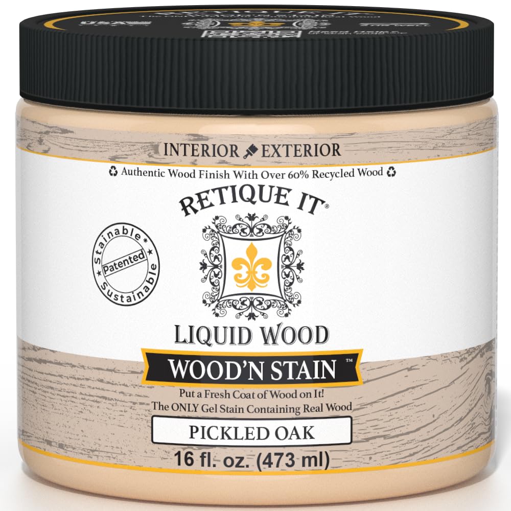 Retique It Wood'n Stain - Liquid Wood Gel Stain Interior/Exterior (08 oz (Half-Pint), 35 Dark Oak)