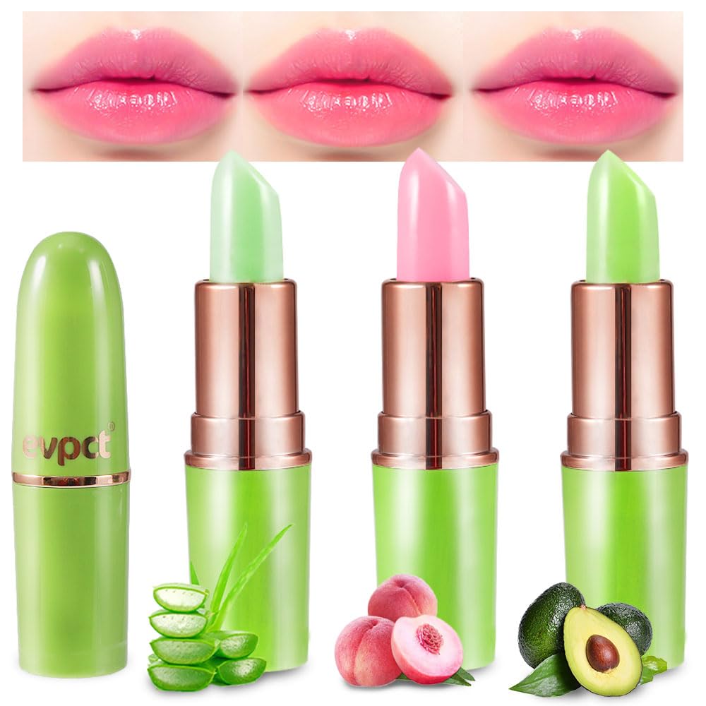evpct 2Pcs Blueberry Tinted Lip Balms PH Lip Color Changing Lipstick Balm Stain Gift Set Queen for Women Girls Korean Mood Long Lasting Color Change Light Pink Lipstick Lip Tint Plumper Gloss