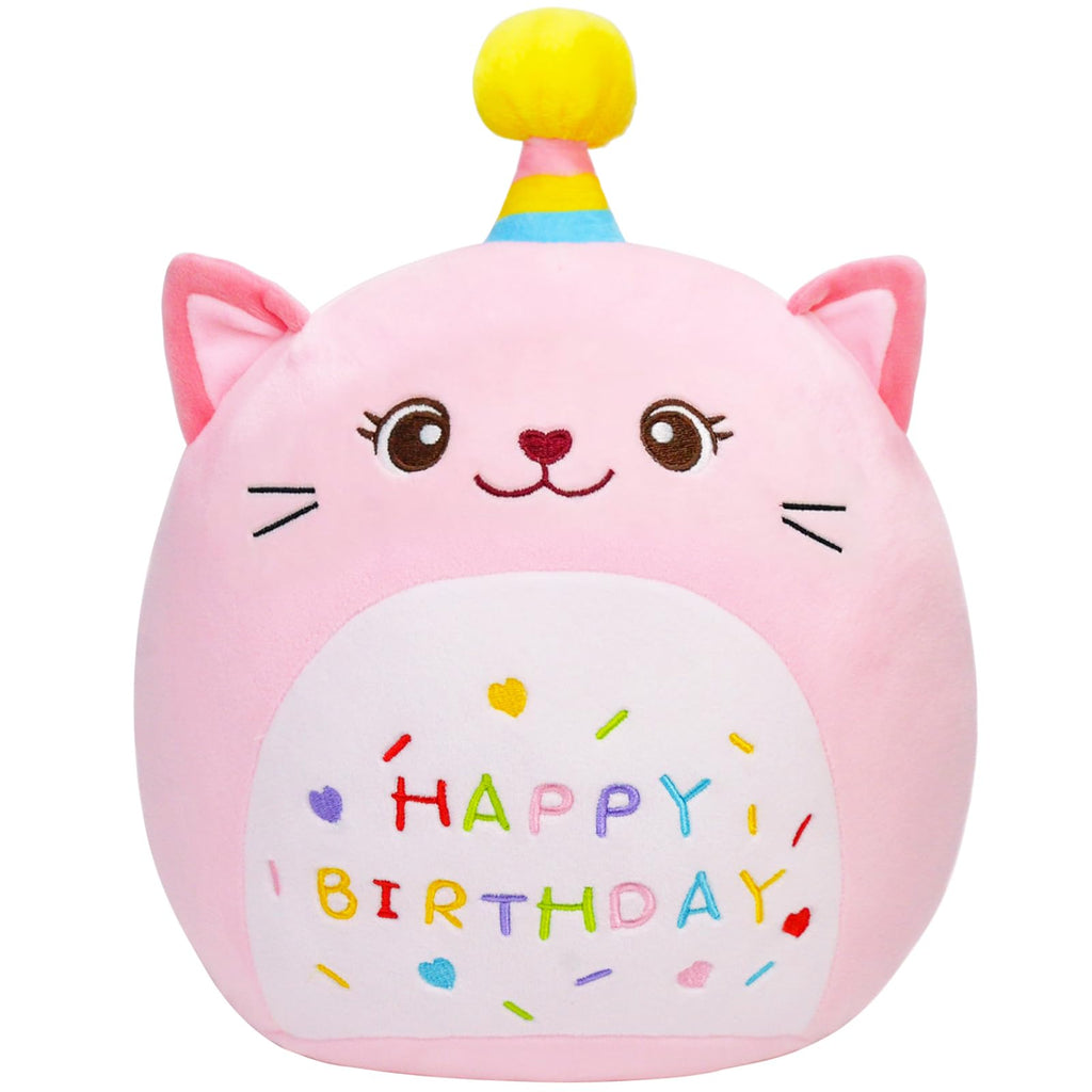 LICSOR Cat Plush Toy 14 Inch Cute Unicorn Birthday Stuffed Animal Soft Cat Plushies Pillow Pink Doll Gifts for Kid Toddlers Home Room Decoration