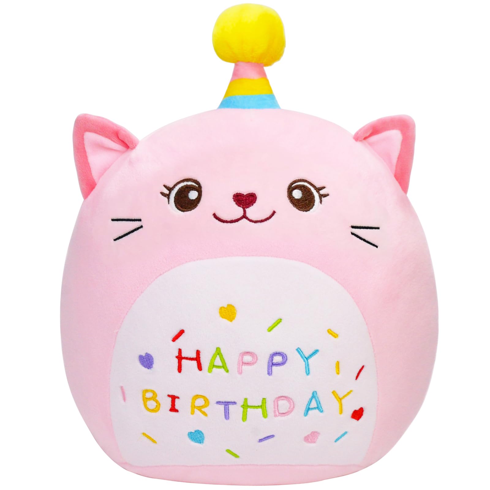 LICSOR Cat Plush Toy 14 Inch Cute Unicorn Birthday Stuffed Animal Soft Cat Plushies Pillow Pink Doll Gifts for Kid Toddlers Home Room Decoration