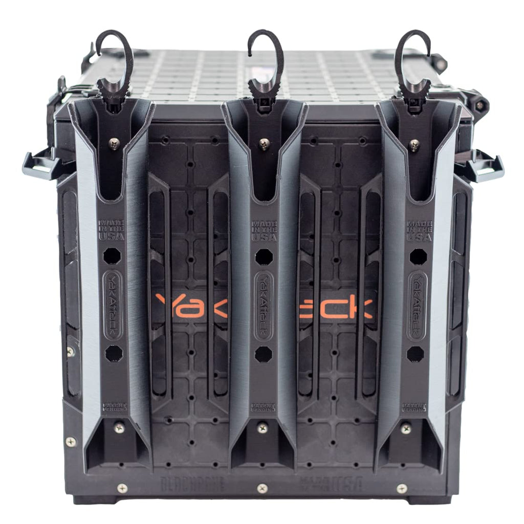 YakAttack BlackPak Pro 13" x 13" Fishing Crate with 3 Rod Holders - Battleship Grey | Compact Tackle Storage Box & Gear Organizer for Kayaks | Lightweight, Durable & Customizable Marine Accessory