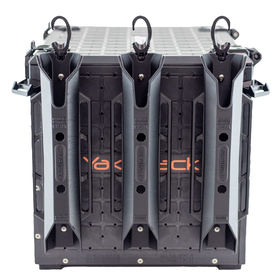 YakAttack BlackPak Pro 13" x 13" Fishing Crate with 3 Rod Holders - Battleship Grey | Compact Tackle Storage Box & Gear Organizer for Kayaks | Lightweight, Durable & Customizable Marine Accessory