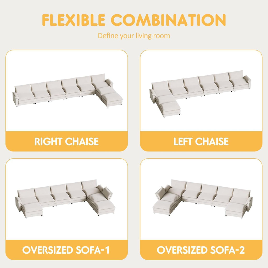 Homall 80" Modular Sectional Sofa, Loveseat Sofa Couch with Double-Layer Cushion, DIY Combination Chenille Deep 2-Seat Cloud Couch for Living Room, Apartment (Bright Grey, Loveseat Sofa)