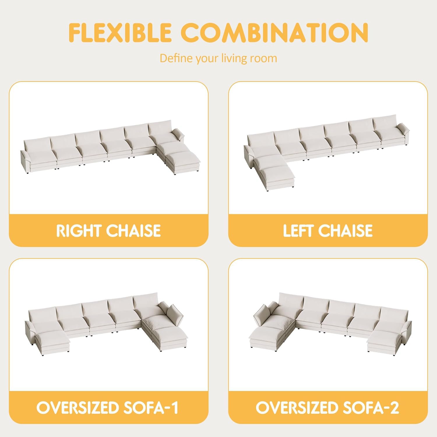 Homall 80" Modular Sectional Sofa, Loveseat Sofa Couch with Double-Layer Cushion, DIY Combination Chenille Deep 2-Seat Cloud Couch for Living Room, Apartment (Bright Grey, Loveseat Sofa)