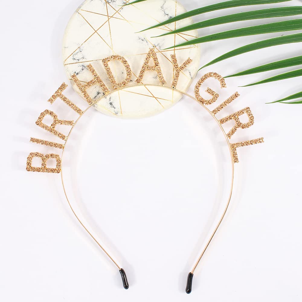 AOPRIE Birthday Girl Headband - Baroque Tiara for Women & Girls, Princess Crown Rhinestone Accessory