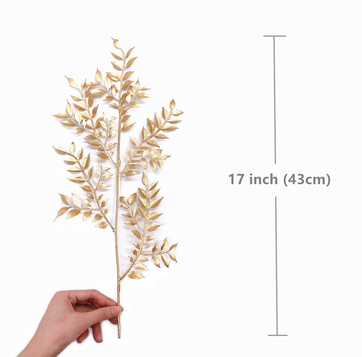 Christmas Decor Artificial Plants, PASYOU Gold Fake Antlers Plastic Grass Shrubs Leaves Indoor Outdoor Home Garden Party Hotel Verandah Wedding Event Faux DIY Decoration - 30 Inch Golden 2 Bunches