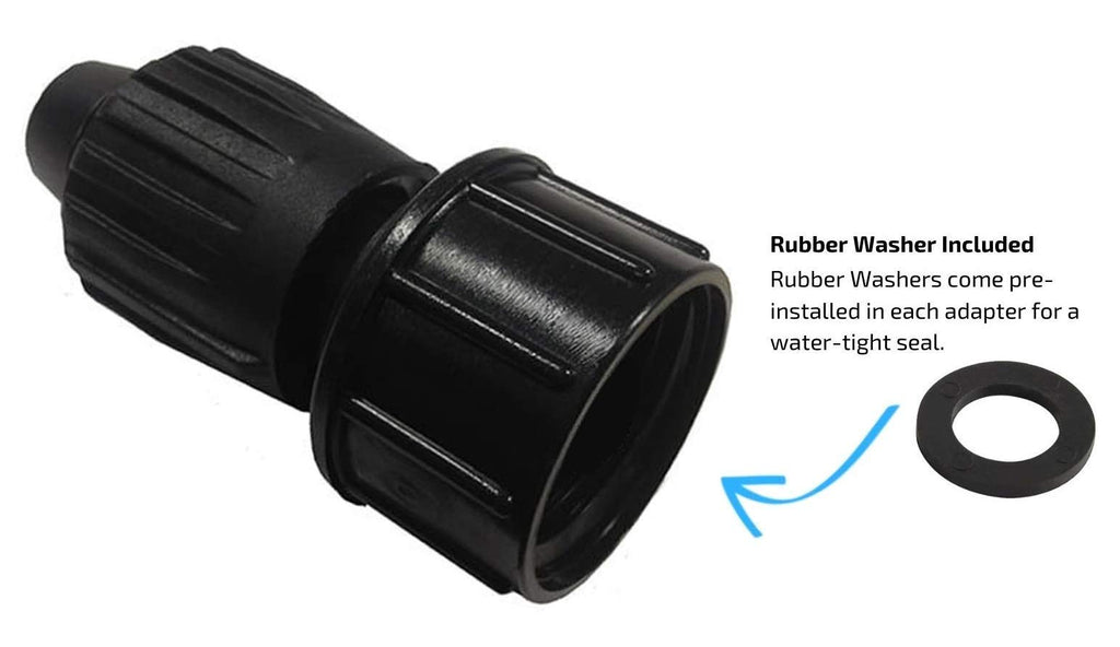 3-Pack 1/2 Inch Drip Irrigation Tubing to Faucet/Garden Hose Adapter - Reusable Connector Fittings for Most Rain Bird, Orbit, Dig, Toro 1/2 or 5/8 Tubing x 3/4" FHT