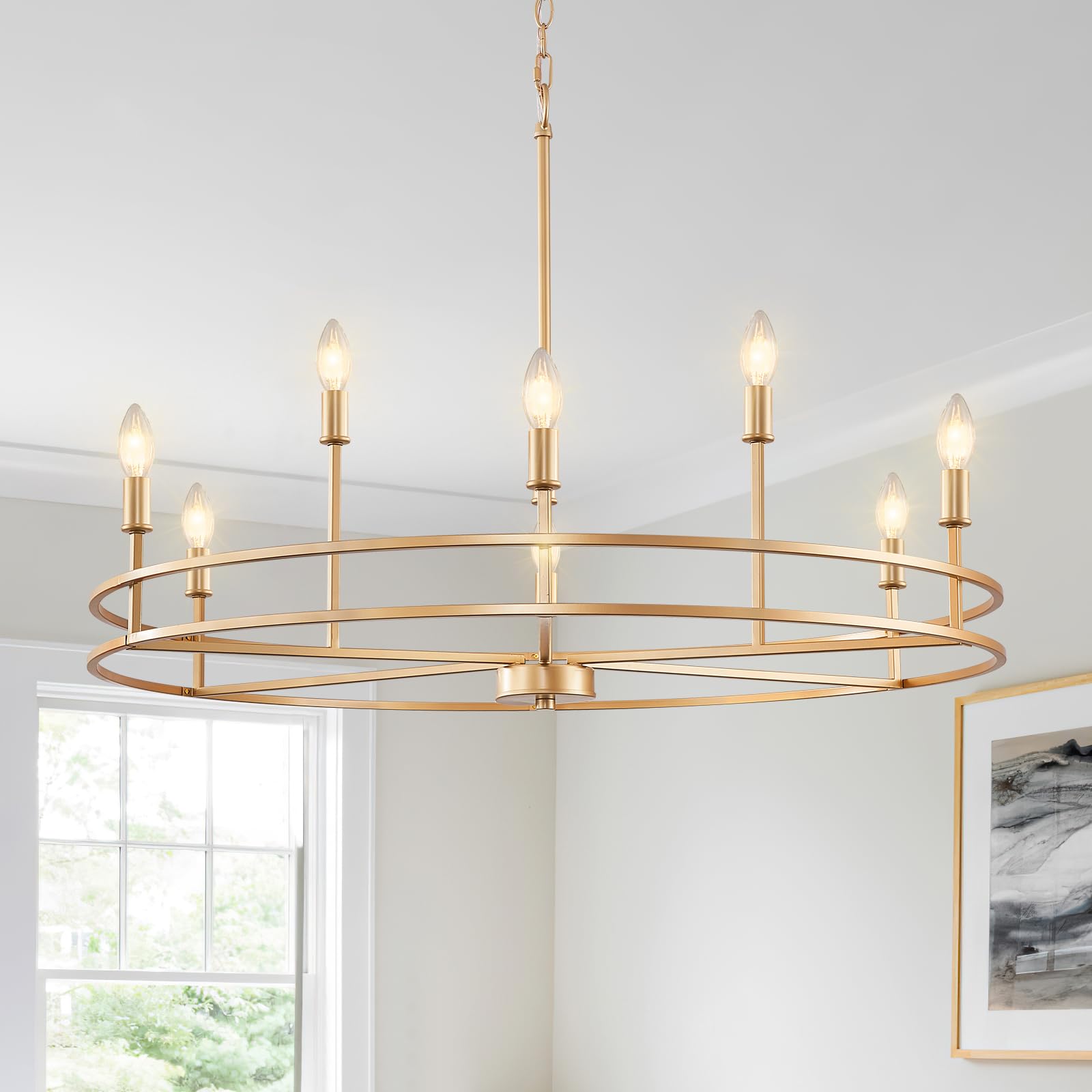 Black Chandelier 6-Light Dining Room Chandelier Kitchen Chandeliers Over Table Round Living Room Chandelier Light Fixture for Bedroom, Kitchen, Foyer