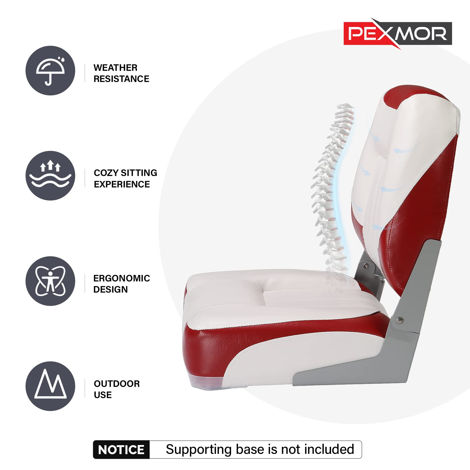 PEXMOR Boat Seats, Low/High Back, Folding, Waterproof, Captain Seat, 2 Packs (High Back-Blue & White)