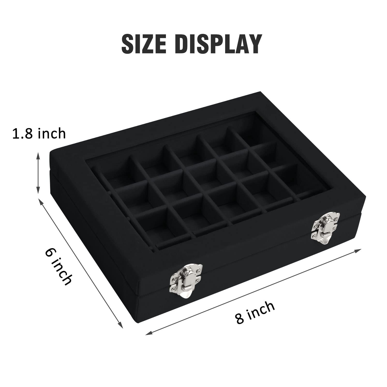 Vicoter Velvet Jewelry Box 24 Grid Jewelry Ring Display Organiser Box Tray Holder Earrings Storage Case for Girls Wife Mom Women (Beige)