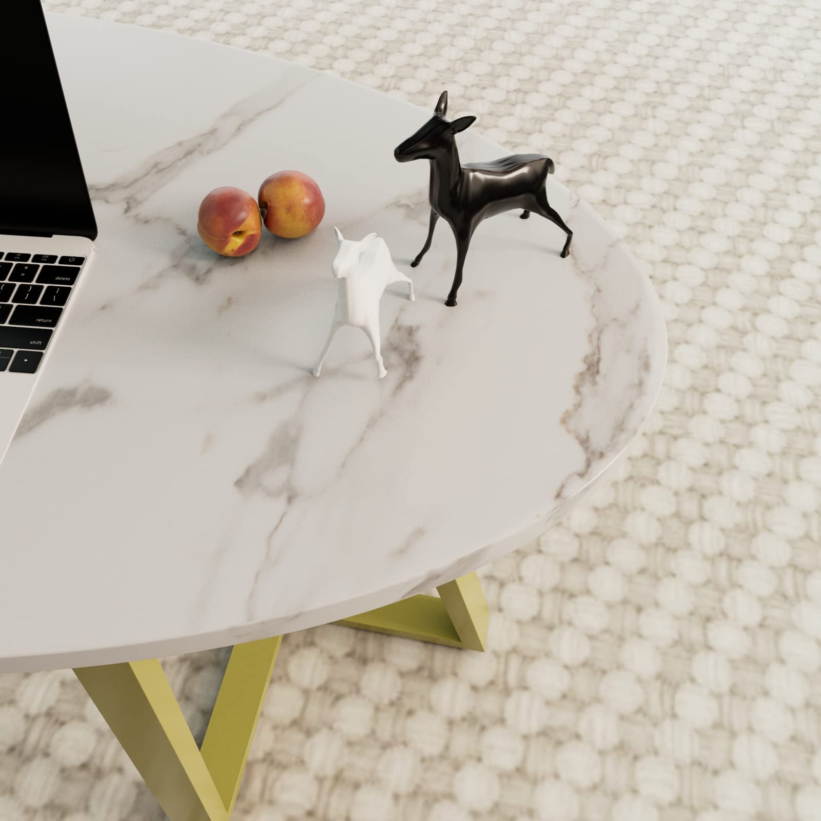 Wolawu Coffee Table Gold Oval Glass Coffee Tables for Living Room,Modern Gold Metal Frame Tea Tables for Small Space, Tempered Glass Top Center Table with Stable Cross Base for Bedroom, Office,Balcony