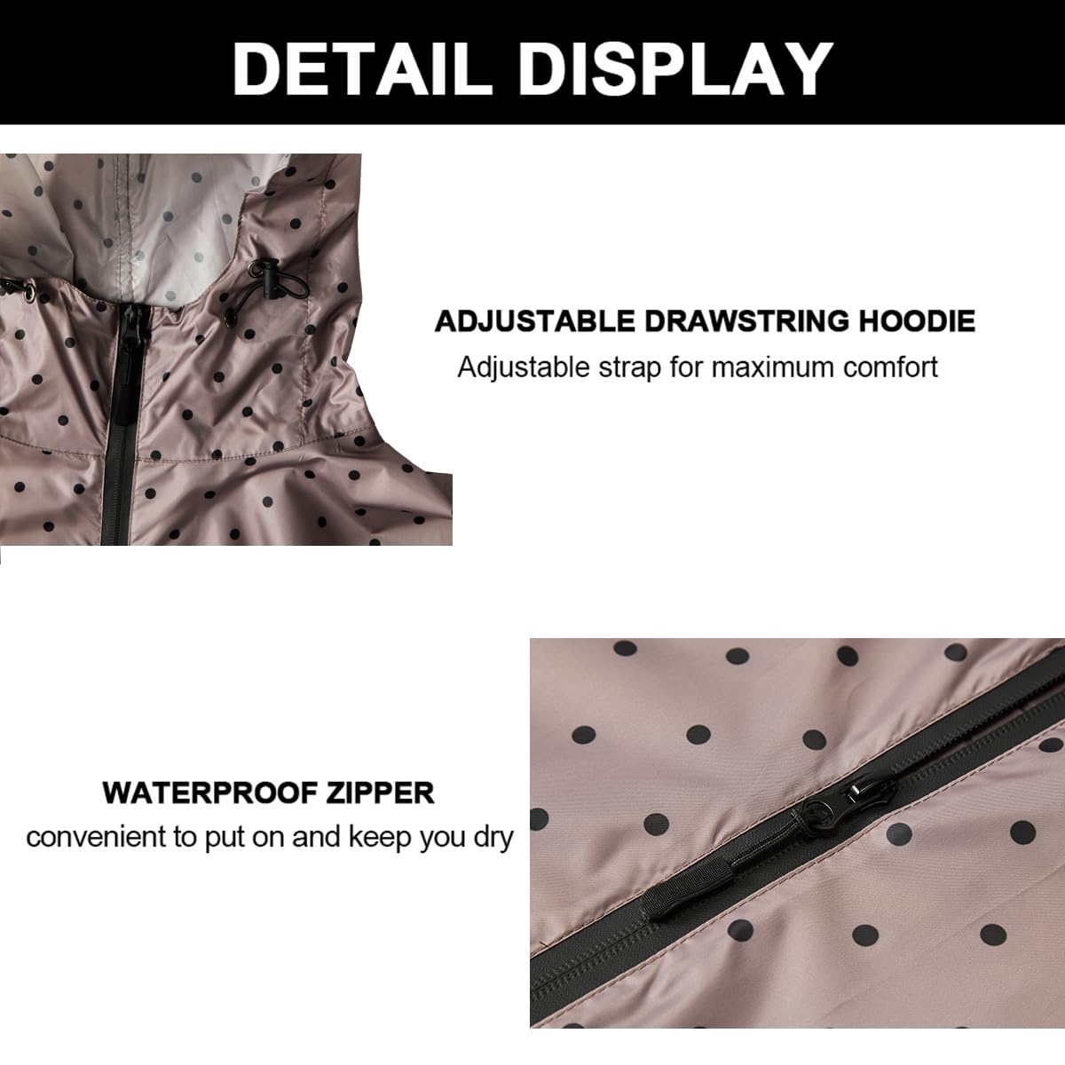 Rain Poncho Jacket Coat Hooded Zipper Style for Women/Men/Adult with Pocket