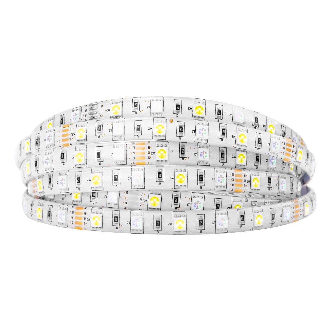 BTF-LIGHTING RGBW LED Strip Lights,UL Listed,5050 4 Colors in 1 RGB + 2700K-3000K Warm White,12V DC,16.4ft/5m 60LEDs/m 12mm White PCB, IP30 for Home Decoration(No Adapter or Controller)