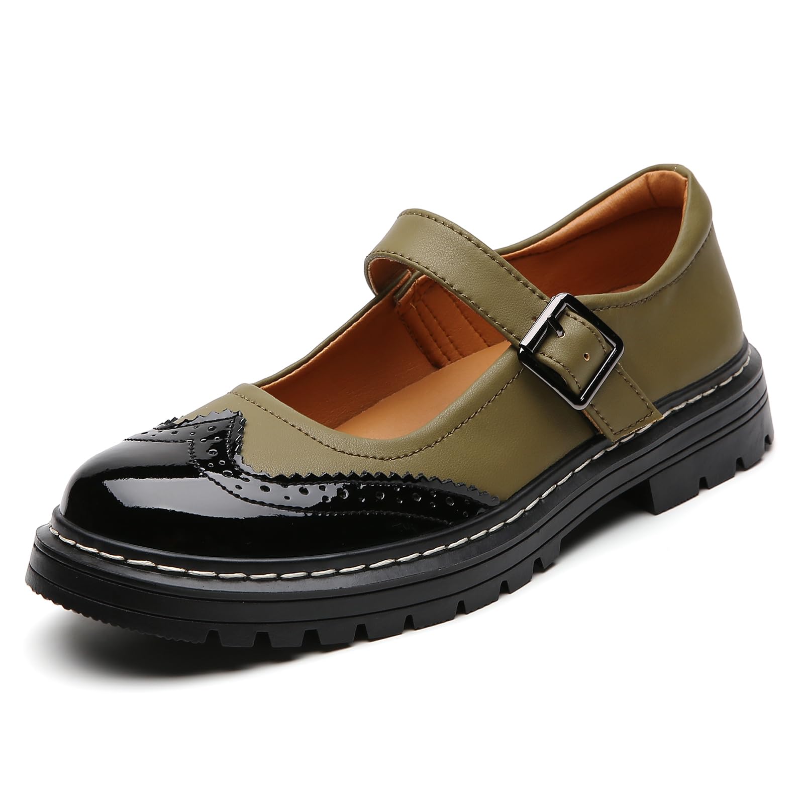 Mary Jane Shoes Women Platform Non-Slip Classics Round Toe Ankle Strap Comfort Casual Oxford Dress Work Mary Jane Flat Shoes