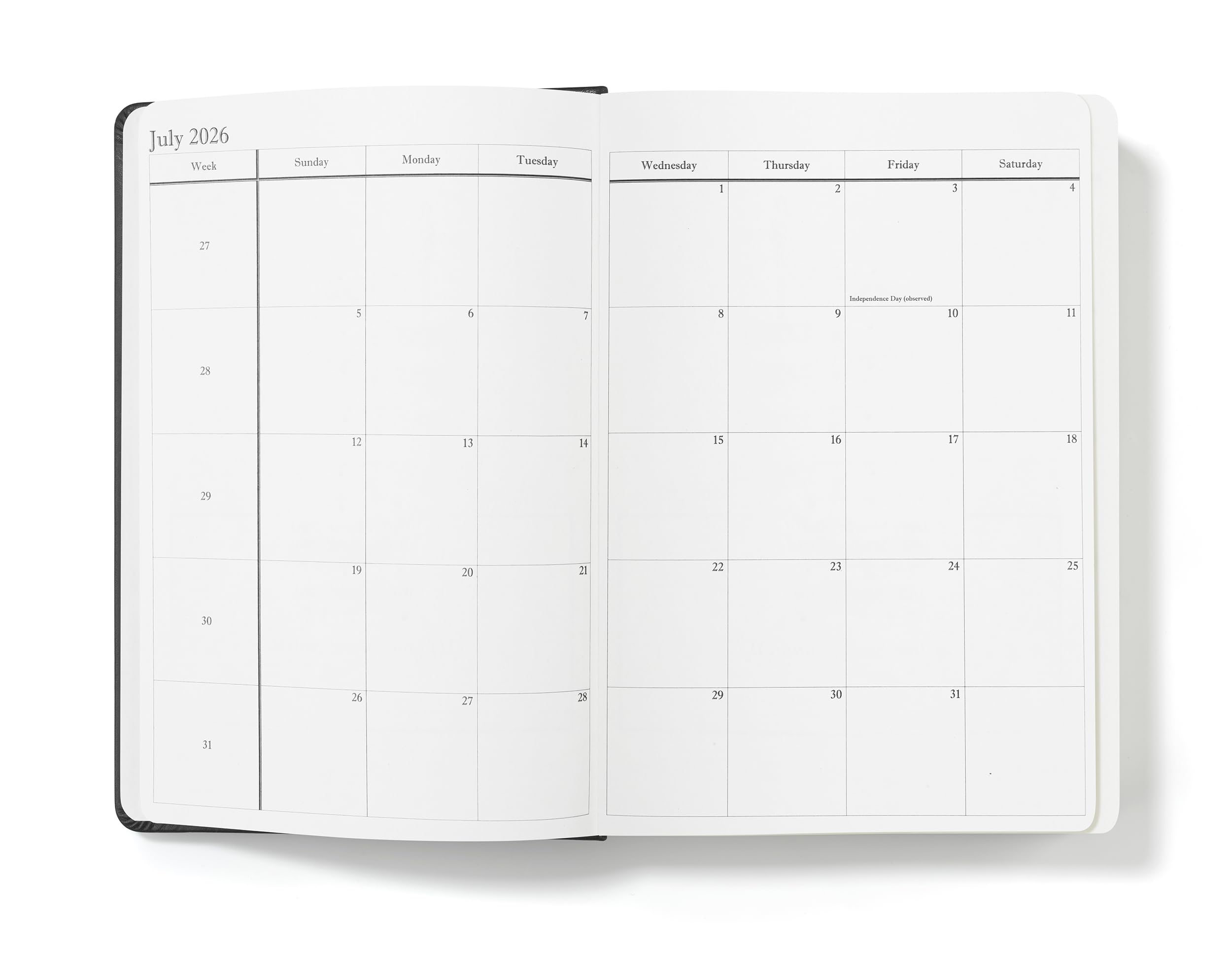 Wykeham's Executive 2026 Daily Journal Planner – US Public Holidays & Format – Customization Available (Brown, 6" x 4.5")